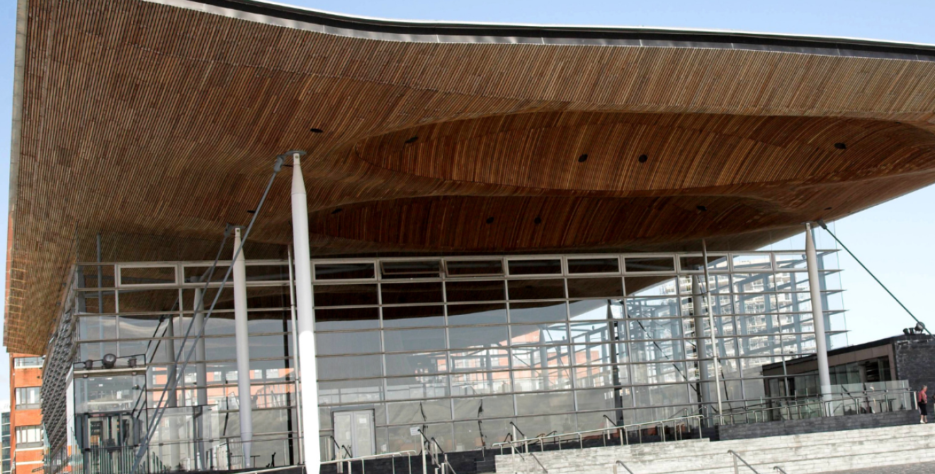 Outside view of the Senedd
