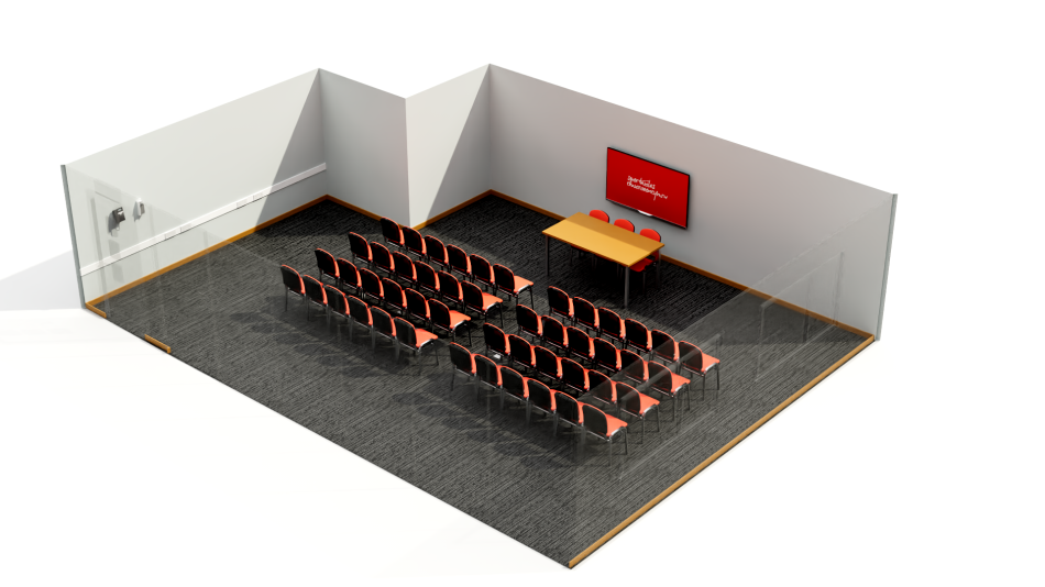 Bute 1 set up in a theatre style.