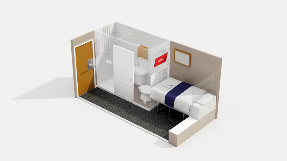 Ystafell gyda gwely sengl ac ystafell ymolchi