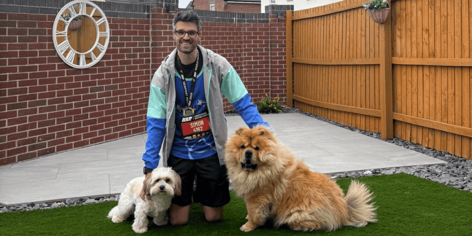 Simon Stephens and his two dogs.